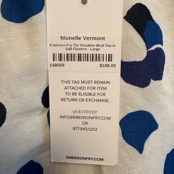 Emerson Fry and White Tie Shoulder Linen Blouse - Picture 13 of 13